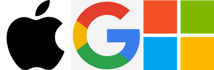 apple google and windows logo
