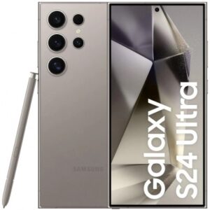 View of the stylus, back and front of the Samsung Galaxy S24 Ultra