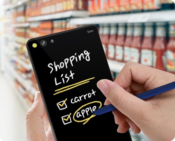 Handwriting notes using Samsung Note on a mobile phone