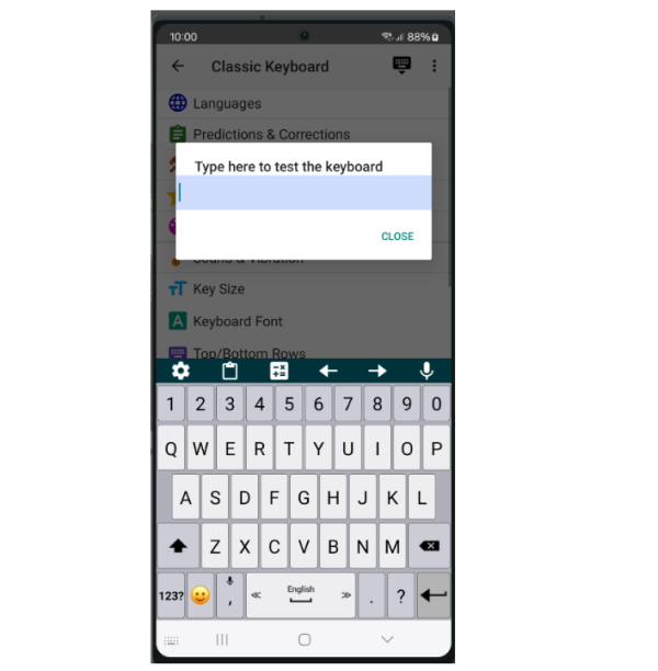 classic big keyboard on an Android smartphone