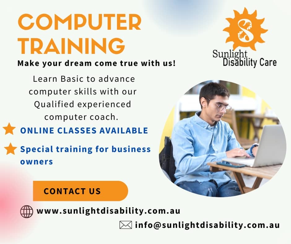A young man using a computer. Links to Sunlight website.