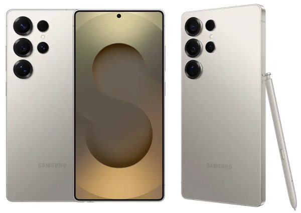 front back and side views of the Samsung S25 Ultra with stylus